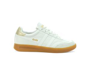 Gola Women's Stadia Leather White/Gold/Gum Sneakers CLB785WY (US)