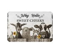 Golakra Farmhouse Bath Mat Farm Cow Non Slip Door Mat Rug Quick Dry Washable Funny Animal Sunflower Shower Floor Mats for Bathroom Kitchen Dining Living Room Bedroom Outdoor 16"x24"