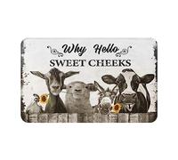 Golakra Farmhouse Bath Mat Farm Cow Non Slip Door Mat Rug Quick Dry Washable Funny Animal Sunflower Shower Floor Mats for Bathroom Kitchen Dining Living Room Bedroom Outdoor 20"x31.5"