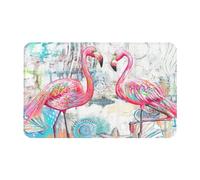 Golakra Flamingo Bath Mat Pink Flamingos Non Slip Door Mat Rug Quick Dry Washable Watercolor Shell Shower Floor Mats for Bathroom Kitchen Dining Living Room Bedroom Outdoor 20"x31.5"