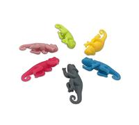 Golandstar 6pcs Set Silicone Chameleon Model Glass Marker Drink Wine Beer Glass Markers Charms Tags Identifier for Bar Party Family Drinking