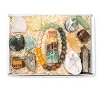 GolbalJew 14 Pcs Crystals and Healing Stones Set for Money and Success, with Bead Bracelet, Tumbled Crystals, Mini Crystals for Spell Jars, Raw Crystals, Natural Crystal Kit Gift for Beginners