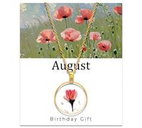 GolbalJew Birth Flower Necklace Handmade Month Floral Pendant Necklaces for Women - Real Pressed Flower Charm Jewelry, Personalized Birthday Gift, Resin, No Gemstone