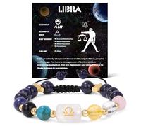 GolbalJew Womens Zodiac Bracelet 12 Constellation Healing Crystal Stone Beads Bracelet Birthday Zodiac Gift Horoscope Spiritual Bracelet, 中くらい, Stone, No Gemstone
