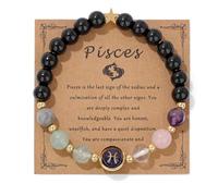 GolbalJew Womens Zodiac Bracelet 12 Constellation Healing Crystal Stone Beads Bracelet Birthday Zodiac Gift Horoscope Spiritual Bracelet, 7.5 inch, Stone, Gemless