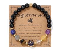 GolbalJew Womens Zodiac Bracelet 12 Constellation Healing Crystal Stone Beads Bracelet Birthday Zodiac Gift Horoscope Spiritual Bracelet, 7.5 inch, Stone, No Gemstones