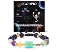 GolbalJew Zodiac Bracelets for Women 12 Constellations Healing Crystal Stone Beads Bracelet Birthday Zodiac Gifts Horoscope Spiritual Bracelet