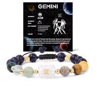 GolbalJew Zodiac Bracelets for Women 12 Constellations Healing Crystal Stone Beads Bracelet Birthday Zodiac Gifts Horoscope Spiritual Bracelet