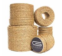 Golberg 3 Strand Natural Fiber Tan Manila Rope in Multiple Diameters - 1/4 inch, 5/16 inch, 3/8 inch, 1/2 inch, 5/8 inch, 3/4 inch, 1 inch, 2 inch X 10 Feet, 25 Feet, 50 Feet, 100 Feet, 600 Feet