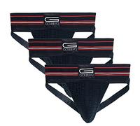 Golberg Athletic Supporter - Naturally Contoured Waistband - (3 Pack, Pitch Black, X-Large)
