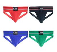 Golberg Athletic Supporters - 4 Pack in Assorted Colors - Contoured Waistband - - M