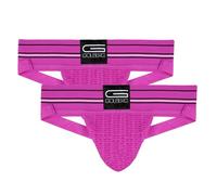 GOLBERG G Men’s Athletic Supporters (2 Pack) - Jock Strap Underwear - Extra Strength Elastic, Neon Pink, XS