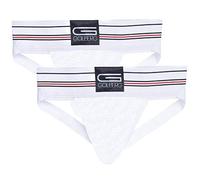 GOLBERG G Men’s Athletic Supporters (2 Pack) - Jock Strap Underwear - Extra Strength Elastic, White, Medium