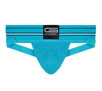 Golberg - Men 3” Wide Band Classic Athletic Supporter - Performance Jockstrap Elastic Waistband - Solid Color - Stretch Mesh, Neon Turquoise, Single Pack - L