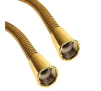Gold 1.50m Metal Shower Hose Pipe • 1/2" • Large Bore High Flow 10mm