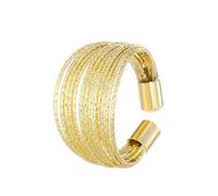 (gold, 1 pcs-ring) Light Luxury Multi Layered Open Ring Flexible Flash Metal Wire Ring For Women