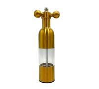 (Gold, 1 Piece) Salt Pepper Modern Manual Mill Set with Solid Handle - Stainless Steel Juego de Molinillo Dorado / Antique Faucet Shaker | Refillable Adjustable Coarseness Grinder for BBQ