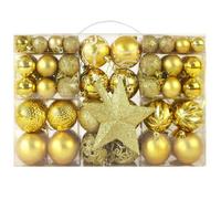 Gold 101 Piece Christmas Baubles Balls Hanging Xmas Tree Ornament Decoration Set