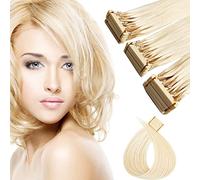 Gold,10in,6D Human Hair Extensions Blondes for 6D Second Generation Hair Extensions Machine, Human Hair Wig Bundles Can Be Dyed/Bleached, No Trace 6D Hair Extensions, Real Wigs, 40G