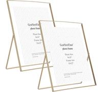 Gold 10x12'' Floating Frame 2pack For Photo Sizes(8.5x11'',8x10'',7x9''),Beautiful Metal Beaded Edge 8x10'' Floating Picture Frames,Adjustable Tabletop/Shelf Photo Frame