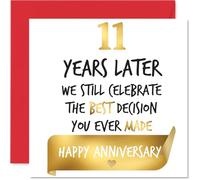 Gold 11th Anniversary Card for Women Men - Celebrate Best Decision - Happy 11 Year Anniversary Card for Boyfriend Husband Girlfriend Wife, 145mm Golden Wedding Anniversaries Greeting Cards