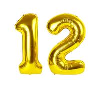 Gold 12 Number Balloons 12th Birthday Decorations for Boys Girls, 21 Number Balloons 40 Inch Ballon for Marriage Proposal, Engagement, Anniversaries, Celebration Party