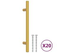 vidaXL Cabinet Handles T-Bar 128 mm Brushed Stainless Steel Gold – 20 pcs