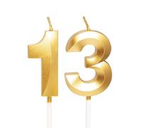 Gold 13th Birthday Candles Number 13 Candles for Birthday Cake, 13th Candles Gold 13 Birthday Candles for Cake, 13th Birthday Cake Candles Cake Toppers Decorations for 13 Year Old Girls Boys