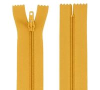 Gold 14 Inch 35.6 cm Nylon Dressmaking Zip, Closed End, Size No #3, Auto Lock Pull, Standard Sewing & Craft Zipper - Perfect for Clothes, Bags, Cushions, Pockets & More - Giddy Square