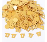 Gold 17th Birthday Table Confetti with Circles - Pearlescent Card Decorations for Age, Bday, Anniversary or Milestone Party - Scatter or Sprinkle