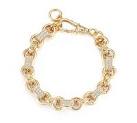 Gold 18K 10mm Gypsy Link Belcher Bracelet with Albert Luxury Gold Plated Jewellery 18K Real Gypsy Link Belcher Bracelet with Albert Clasp, 8 Inches - Bling King London