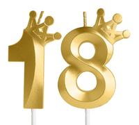 Gold 18th Birthday Candles,Crown Number 18 Candle,81st Birthday Candle for Cake Decorations,Happy Birthday Candle Cake Topper Decor for Girls Boy Men Women Anniversary Birthday Party Supply