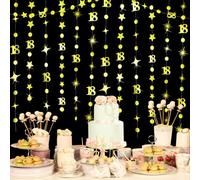 Gold 18th Birthday Garlands Decorations Number 18 Circle Dot Twinkle Star Garland Metallic Hanging Streamer Bunting Banner Backdrop for Her Happy 18 Year Old Birthday Anniversary Party Supplies