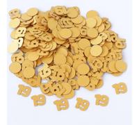 Gold 19th Birthday Table Confetti with Circles - Pearlescent Card Decorations for Age, Bday, Anniversary or Milestone Party - Scatter or Sprinkle