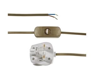 Gold 2 Core With Plug & In Line Switch 2.5m Long