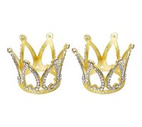(Gold) 2 Pcs Mini Crown Cake Topper Decorations for Birthday Wedding Festival Party (Silver)