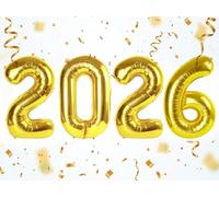Gold 2026 Numbers Balloon, 2026 Decorations New Years, 40 Inch Balloon for New Years Eve Decorations & Graduation Decoration Party Supplies, 2 6 20 26 Birthday Parties