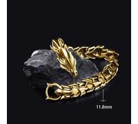 (gold, 20cm) Fashion Hip Hop Silver Dragon Head Dragon Lin Bracelet Retro Exaggerated Men's Dragon Bracelet Jewelry Men's Accessories Gifts