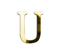 Gold 20cm Large Size Thickened 3D Acrylic Mirror Letters - Free Combination Self Adhesive Plexiglass Mirrors - DIY Safety Wall Stickers Decor Letter U