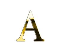 Gold 20cm Large Size Thickened 3D Acrylic Mirror Letters - Free Combination Self Adhesive Plexiglass Mirrors - DIY Safety Wall Stickers Decor Letter A