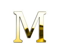 Gold 20cm Large Size Thickened 3D Acrylic Mirror Letters - Free Combination Self Adhesive Plexiglass Mirrors - DIY Safety Wall Stickers Decor Letter M