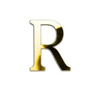 Gold 20cm Large Size Thickened 3D Acrylic Mirror Letters - Free Combination Self Adhesive Plexiglass Mirrors - DIY Safety Wall Stickers Decor Letter R