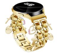 Gold 20mm Metal Bracelet Band with Cute Charm Compatible for Samsung Galaxy Watch 7 6 5 4 FE 40mm 44mm/5 Pro 45mm/6 Classic 43mm 47mm/4 Classic 42mm 46mm Band,Galaxy Active 2 for Women