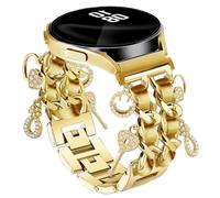 Gold 20mm Metal Bracelet Band with Cute Charm Compatible for Samsung Galaxy Watch 7 6 5 4 FE 40mm 44mm/5 Pro 45mm/6 Classic 43mm 47mm/4 Classic 42mm 46mm Band,Galaxy Active 2 for Women