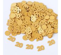 Gold 20th Birthday Table Confetti with Circles - Pearlescent Card Decorations for Age, Bday, Anniversary or Milestone Party - Scatter or Sprinkle
