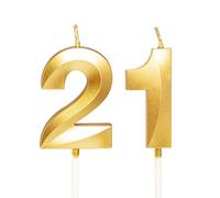 Gold 21st Birthday Candles Number 21 Candles for Birthday Cake, 21st Candles Gold 21 Birthday Candles for Cake, 21st Birthday Cake Candles Cake Toppers Decorations for 21 Year Old Her Women Him Men
