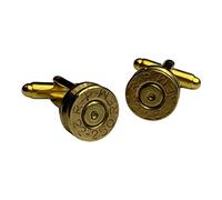Gold .22-250 Brass Bullet Cufflinks with Velvet Presentation Gift Bag - Handmade in The UK…