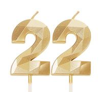 Gold 22 Birthday Candles for Cake, 22nd Candles for Cake Toppers