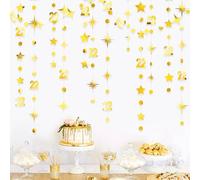 Gold 22nd Birthday Decorations Number 22 Circle Dot Star Garland Streamer Bunting Banner Backdrop for Women Mens Feeling 22 Twenty Two Years Old Birthday Happy 22th Anniversary Party Supplies