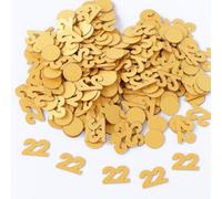 Gold 22nd Birthday Table Confetti with Circles - Pearlescent Card Decorations for Age, Bday, Anniversary or Milestone Party - Scatter or Sprinkle